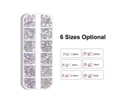 Kit De 1800 Strass Para Unhas Em 6 Tamanhos (1.6-4mm) Cristal Ab Redondo Vidro Com Sparkle Para Artesanato E Diy