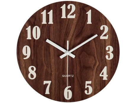 Relógio De Parede Fluorescente Redondo Luminoso Em Madeira Silencioso, Relógio De Parede Decorativo Para Cozinha, Sala, Escritório, Quarto