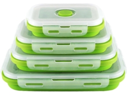 Recipiente Hermético, Em Silicone, Dobrável, Livre De Bpa, Com Tampa, Para Lanches, Adequado A Camping