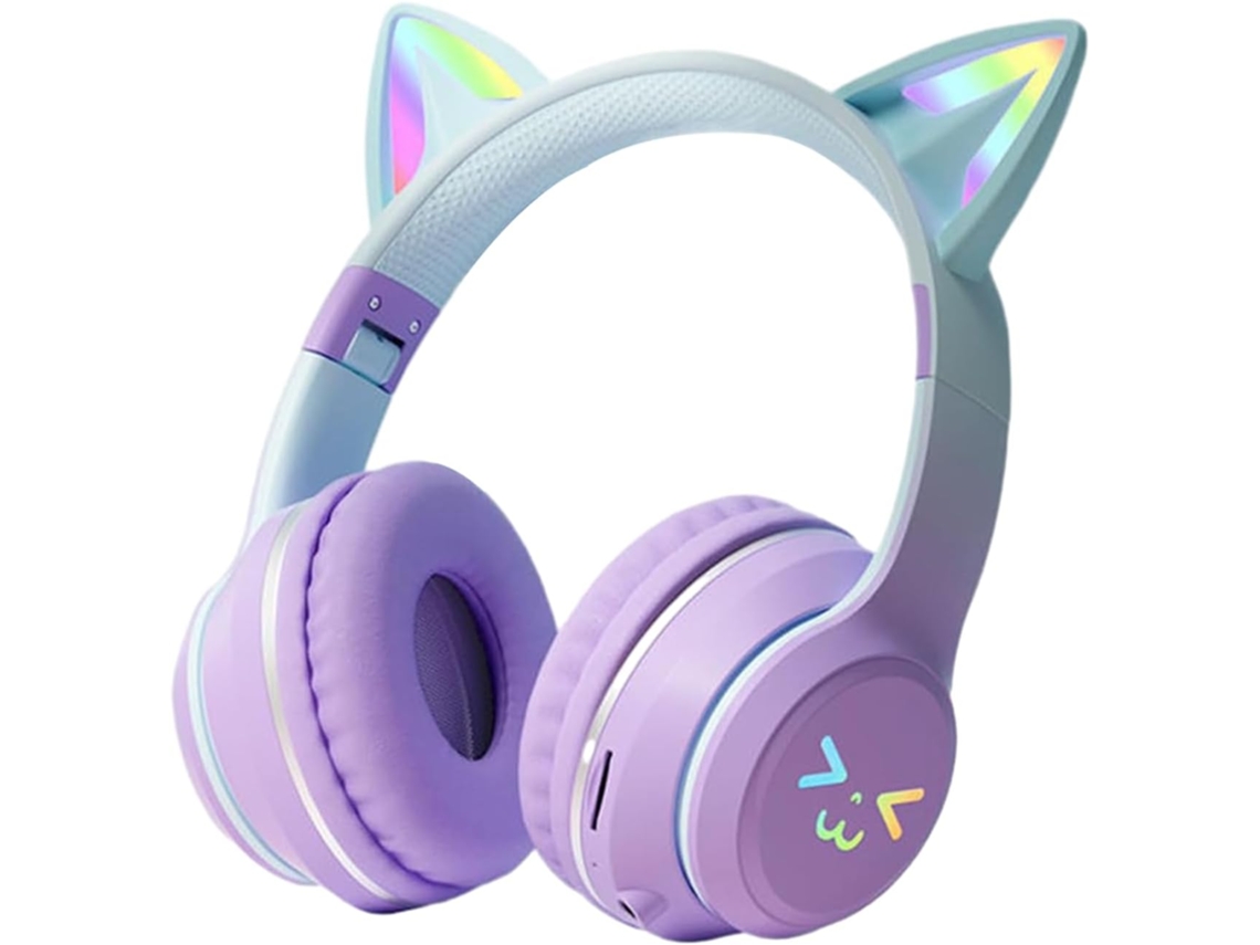 Fones De Ouvido Com Orelhas Gato, Microfone E Luzes De Led