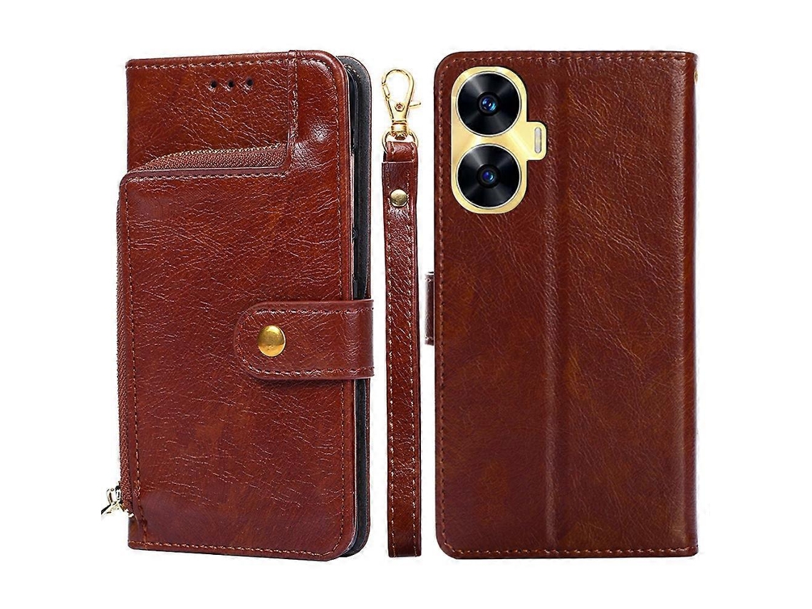 Capa De Couro Com Zíper Para Realme C55 4g