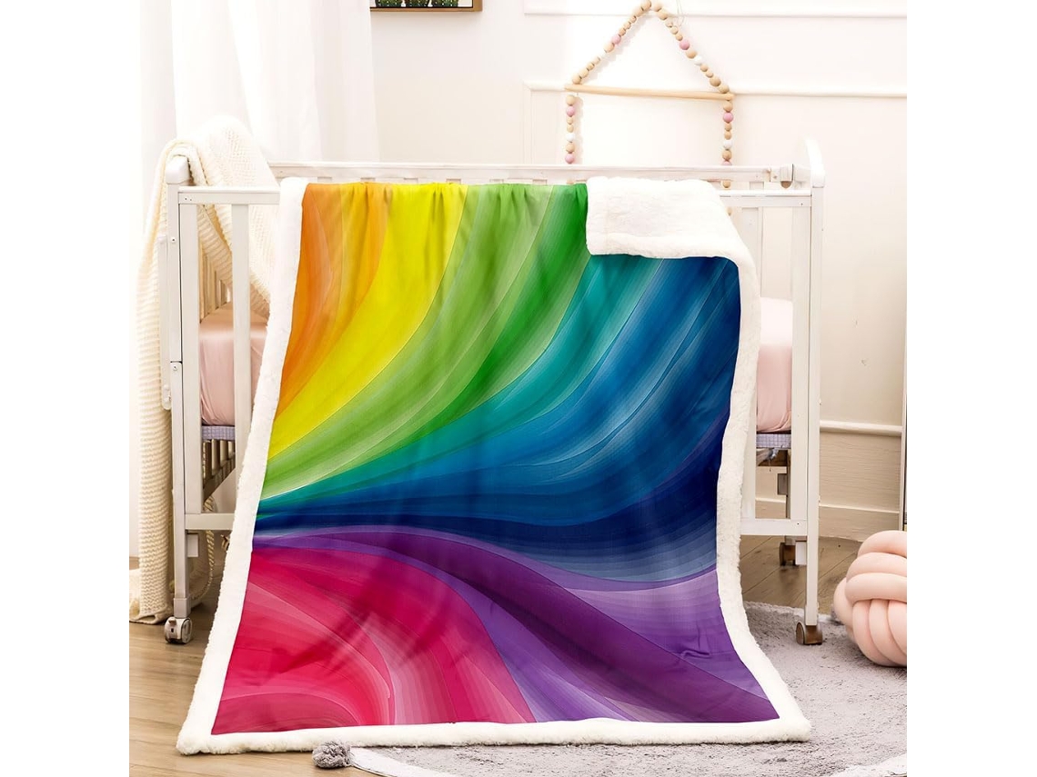 Manta com Estampa de Linhas em Sete Microfibra 150x200cm