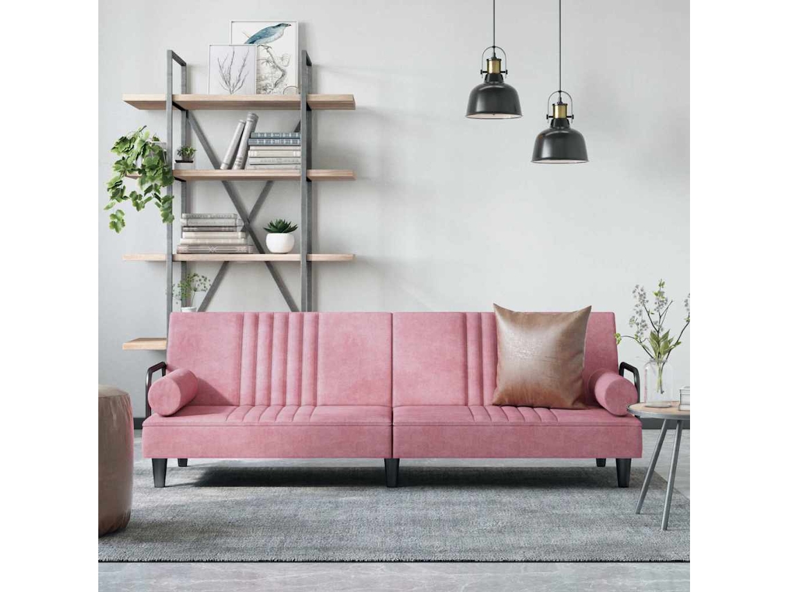 Vidaxl Sofá-cama Com Apoio De Braços Veludo Rosa