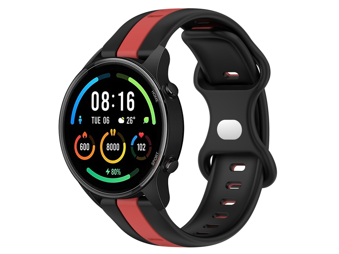 Bracelete de Smartwatch para Xiaomi MI Watch Sport 22mm Borboleta Fivela de silicone de duas cores (preto + vermelho)