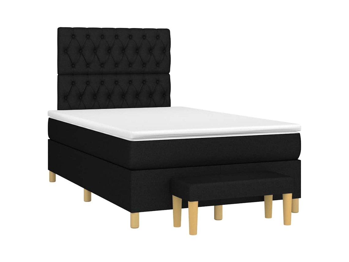 Vidaxl Cama Boxspring Com Colchão 120x190 Cm Tecido Preto