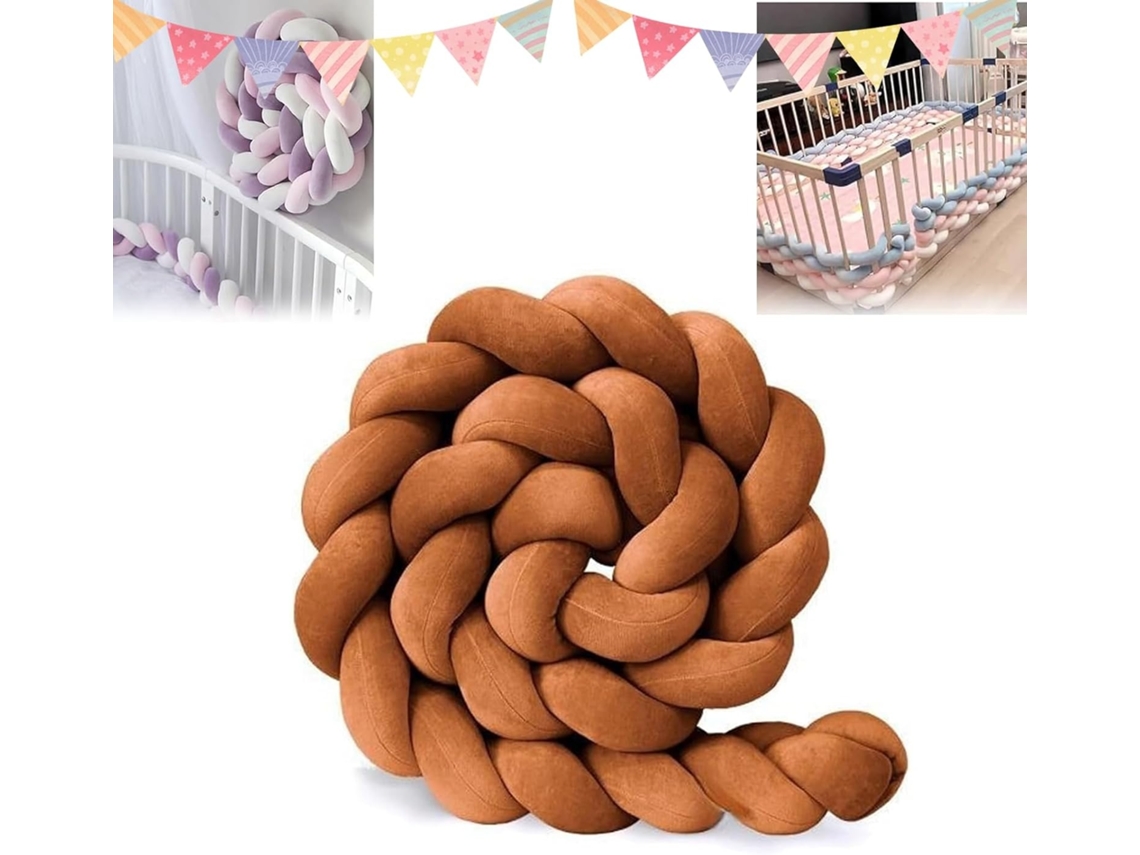 Protetor De Berço Anticolisão Macio E Lavável, 250cm, Castanho Elysve