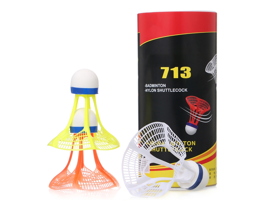 3pcs Bola De Badminton Nylon Plástico Resistente Ao Vento Para Treino Indoor E Outdoor