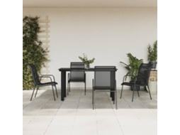 Vidaxl 5 Pcs Conjunto De Jantar Para Jardim Aço E Textilene Preto