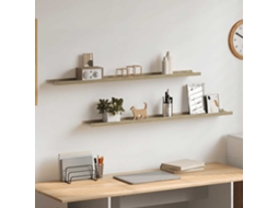 Vidaxl Prateleiras De Parede 2 Pcs 100x9x3 Cm Branco E Carvalho Sonoma