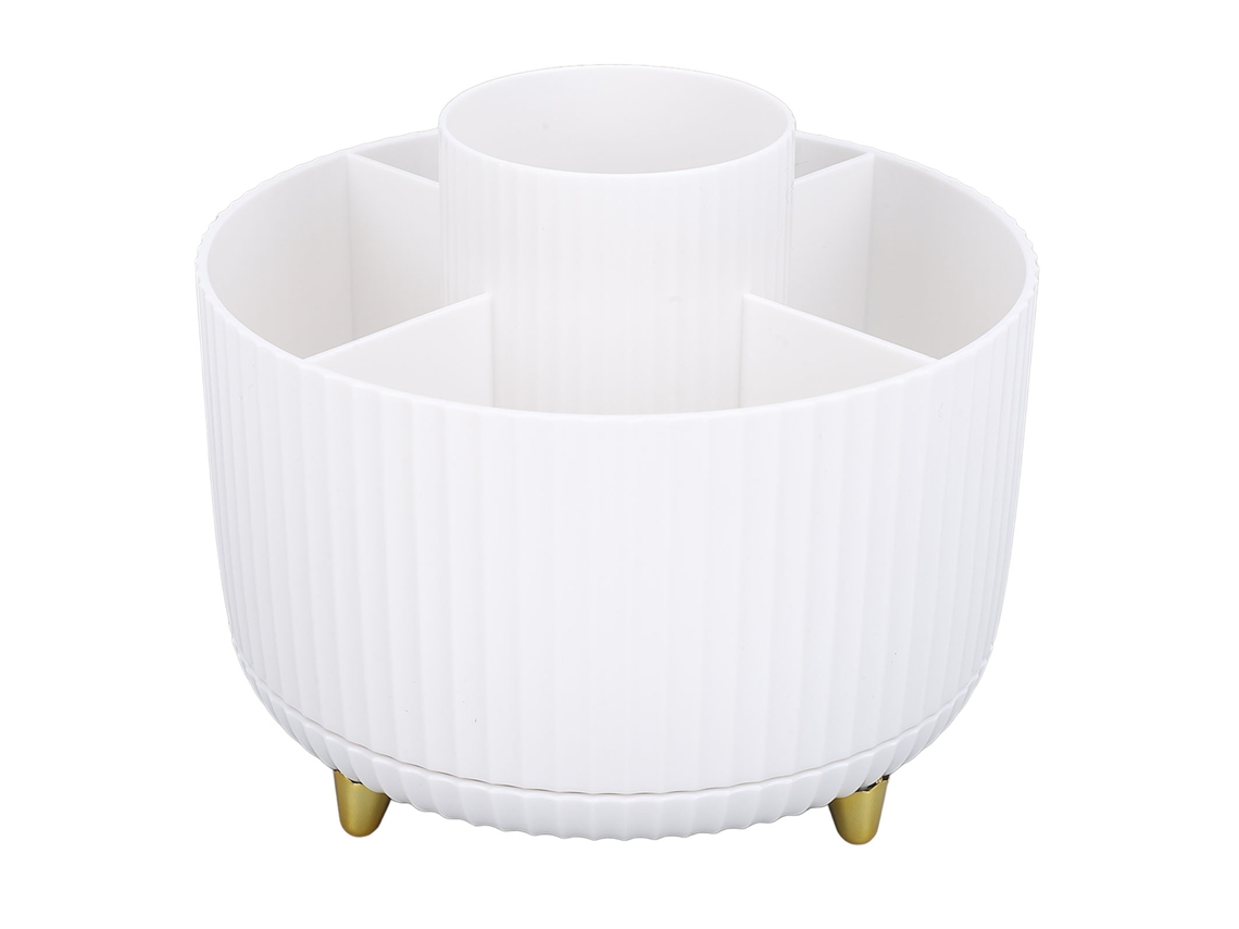 Suporte Para Pincéis De Maquiagem Com 5 Compartimentos E Rotação De 360 Graus Para Mesa De Vanity
