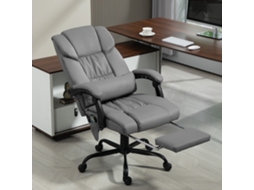 Cadeira de Escritório Cinza Reclinável com Massagem 6 Pontos Apoio para Pés Controle Remoto 66x75x112-122cm