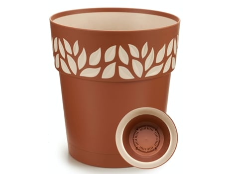 Pote de Plástico + Bandeja Interna + Prato de Panela Marrom 30 Cm TIENDA EURASIA