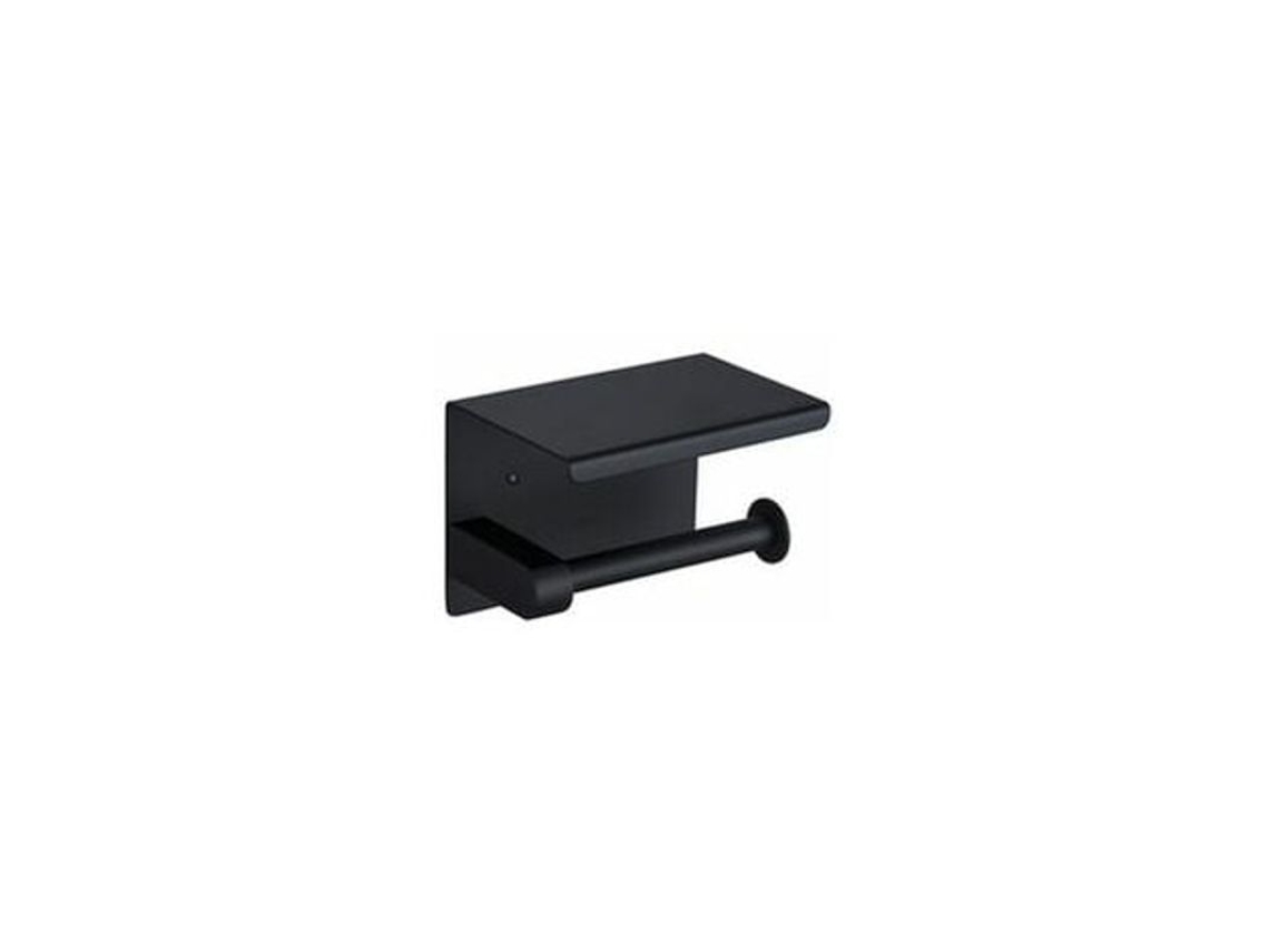 Suporte de papel higiênico parede com suporte para celular, moderno, preto NOVA LINE