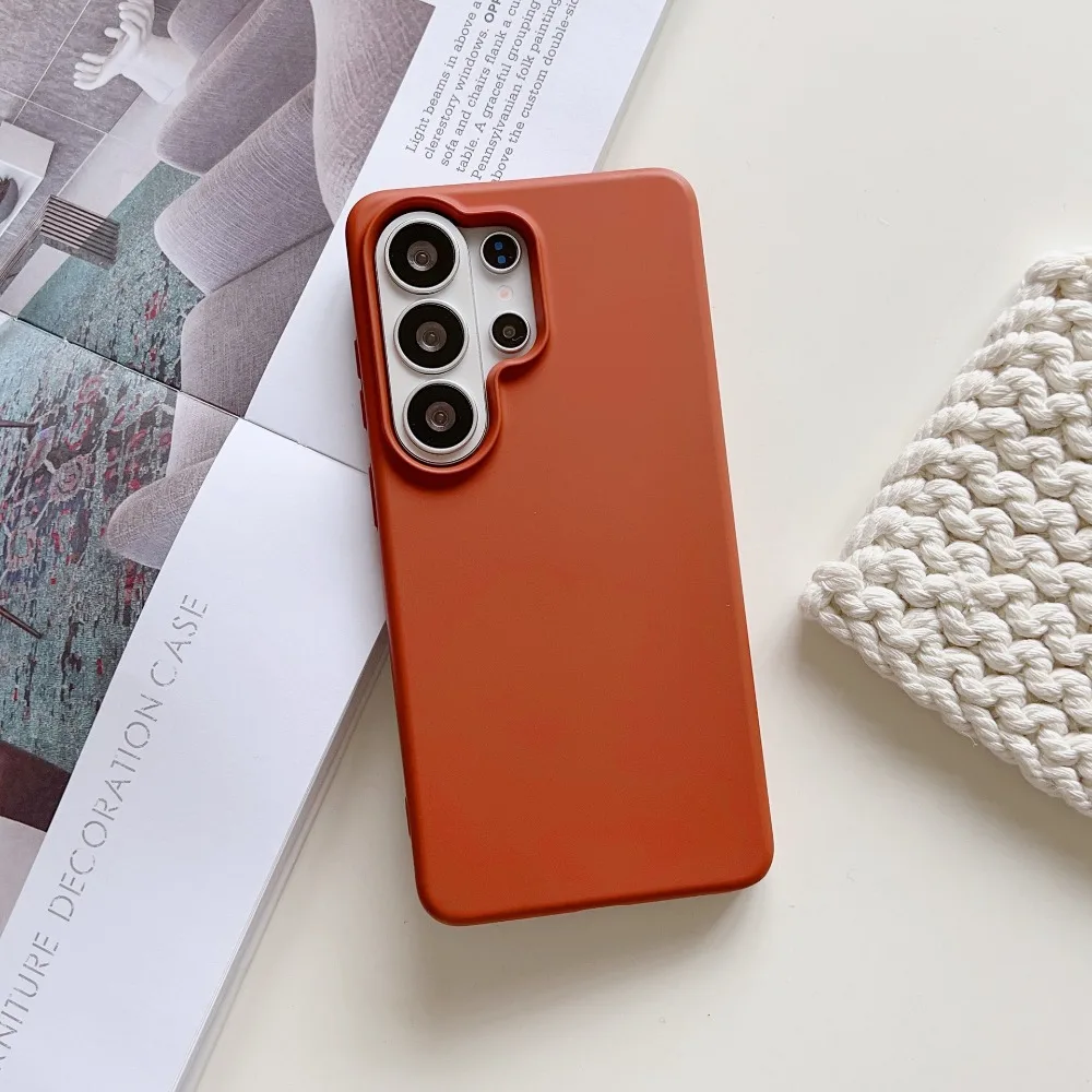Capa De Celular Em Silicone Líquido (marrom, Galaxy S25 Fe), Macia, Ultrafina E Resistente A Quedas.