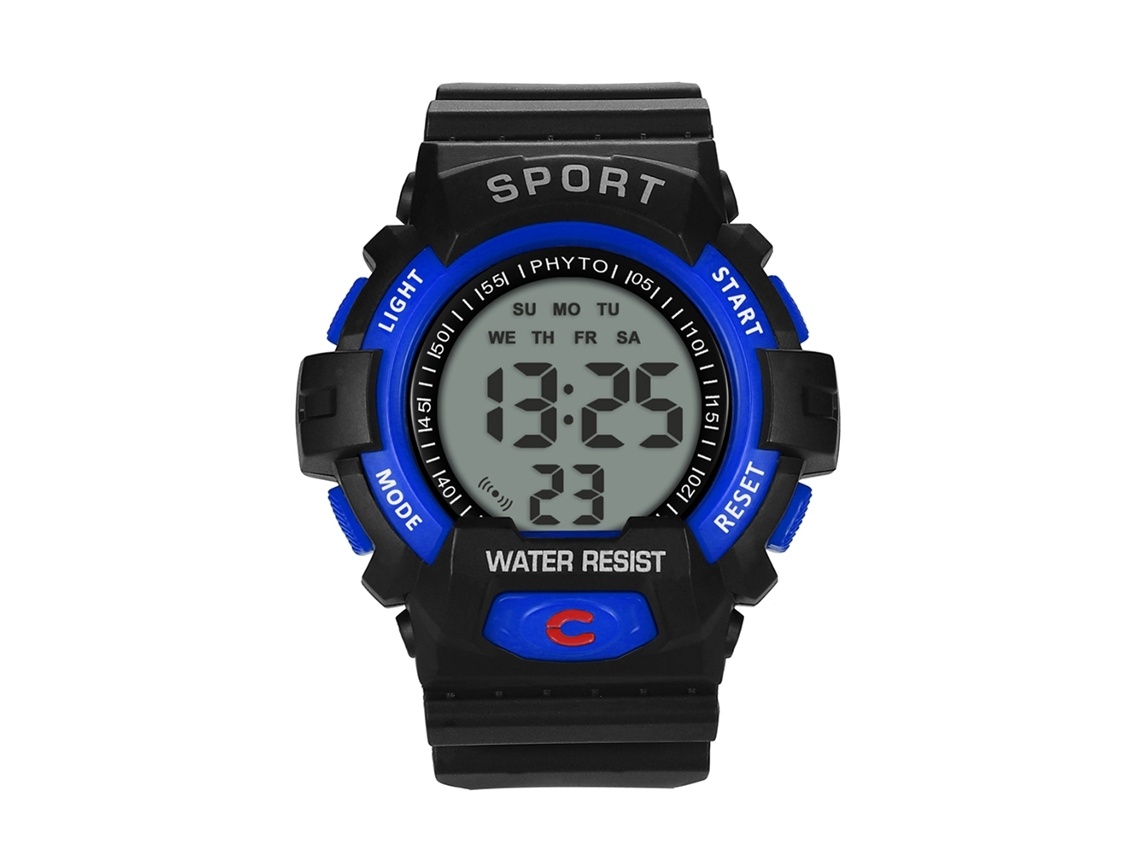 Reloj Deportivo Electrónico Para Hombres Con Pantalla Digital Y Cristal Azul
