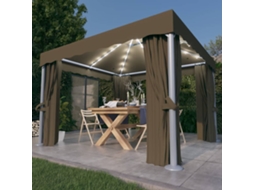 Vidaxl Gazebo Com Cortinas E Cordões De Luzes Led 3x3 M Cinza-acastan.