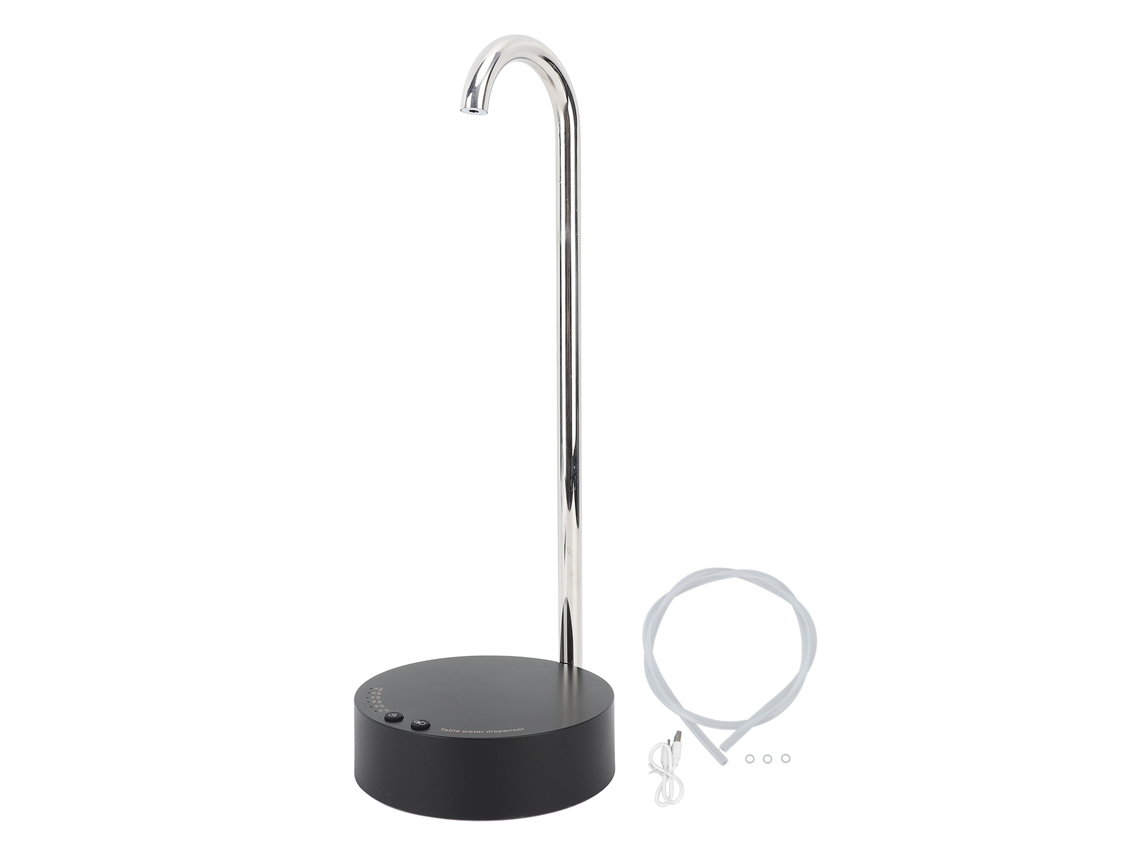 Dispensador de Água Elétrico Automático de Mesa com Bateria 1800mah e Corpo em Aço Inoxidável Preto com Marca