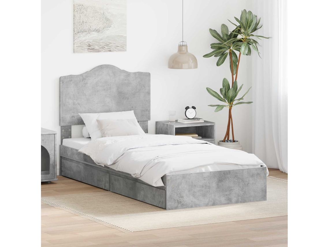 Vidaxl Cama Com Armazenamento Com Gaveta Cinzento 90 X 190 Cm