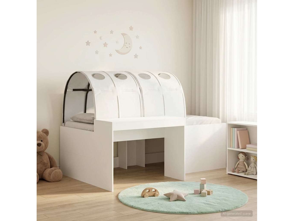 Vidaxl Cama Com Túnel 3 Unid. Branco Derivados De Madeira