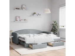 Vidaxl Sofá-cama C/ Gavetão E Gavetas 90x200 Cm Tecido Cinzento-claro