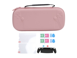 Kit Capa Rígida 6 Em 1 Rosa Console Com Protetores E Capas