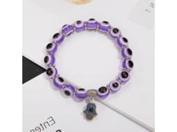 Pulseira Olho Grego, Pulseira com Pingente Mão de Hamsa Roxa SIURN