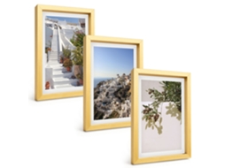 Composição De Quadros Escadas Brancas, Vista De Santorini Espelharte (3 Peças 20x30 Cm)