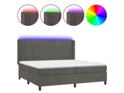 Cama Box Spring com Colchão LED Veludo Cinzento Escuro MAISON EXCLUSIVE (200x200 cm)