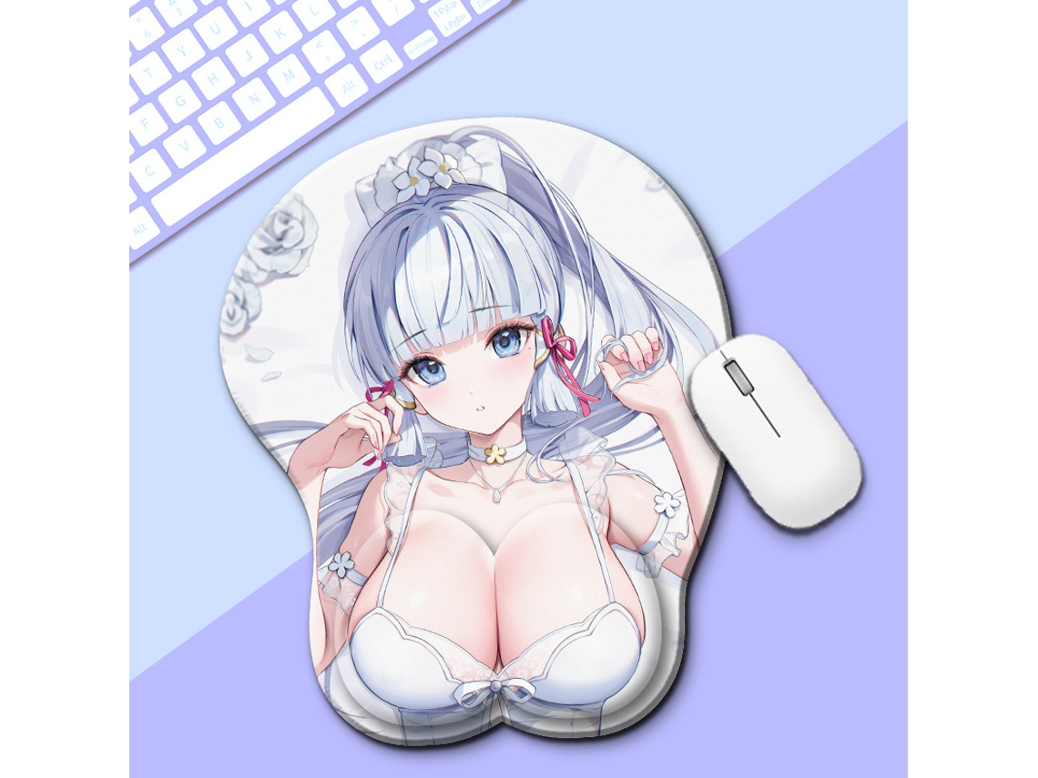 Mouse pad de pulso de anime (255 x 215 x 30 mm), bidimensional, antiderrapante e resistente à sujeira, macio e confortável, D Lyx (1 peça/DMH 4)
