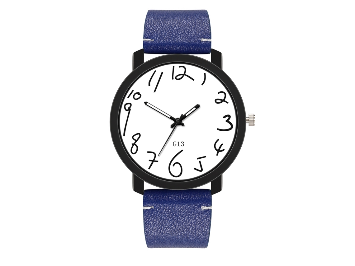 Relógio Quartz Masculino de Moda com Pulseira de Couro Pu Elegante Presente (azul)