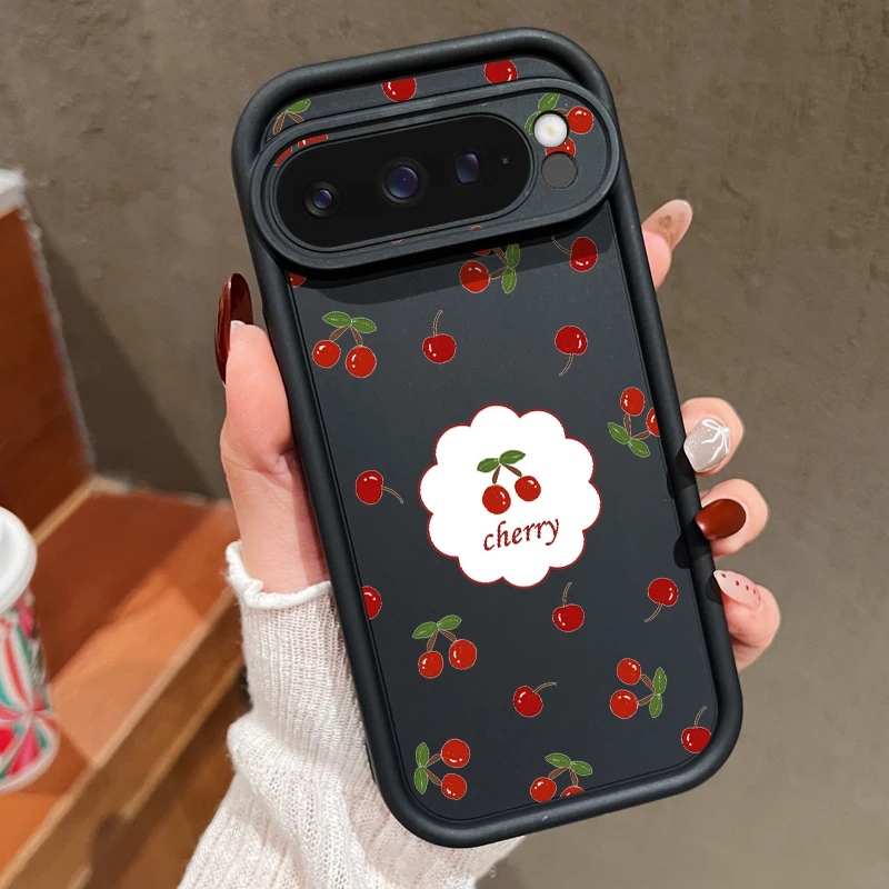 (preto) Capa Macia E Fofa Com Estampa De Cereja Para Google Pixel 10, À Prova De Choque.