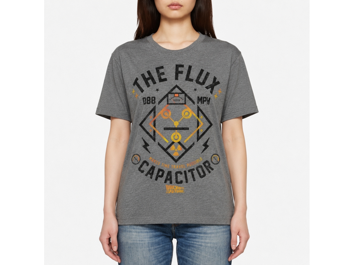 Rockinstone Back To The Future Movie Flux Streetwear Heather Graphite Adult T-shirt Size:l