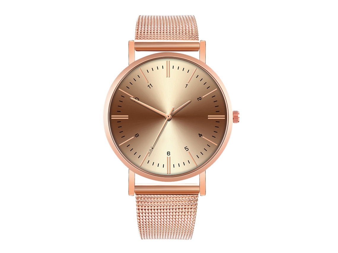 Reloj De Moda Para Parejas Con Correa De Malla Dial Redondo Cuarzo Unisex