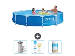 Piscina INTEX Moldura Redonda 366 X 76 Cm Azul Incluída Bomba de Filtro de Piscina Tiras de Teste Cloro