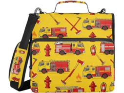 Pasta com 3 argolas com data e alça, organizador de documentos com várias bolsas, carteira escolar Resgate Incêndio