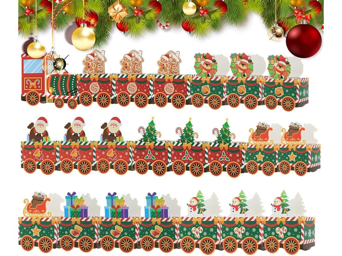 Organizador De Caixas De Presente De Natal Pequenas Em Formato De Trem, Com 24 Peças |