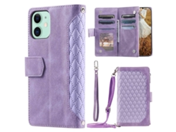 Capa Pega Inch Para Iphone 12 Mini Pele Sintética Com Porta-cartões Roxo