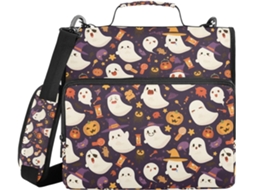 Pasta resistente com estampa de fantasmas e estrelas ou tema de Halloween, com zíper e alça, diversas embalagens de 3 unidades, 8 cm, 3 compartimentos.