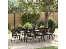 Vidaxl Conjunto De Jantar Para Jardim 9 Unid. Castanho