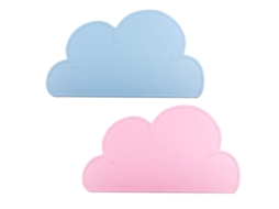 2026 mantel Infantil de Silicona Anti deslizante Plegable Portátil Resistente Al Calor Forma Nube Azul Rosa 2 Piezas