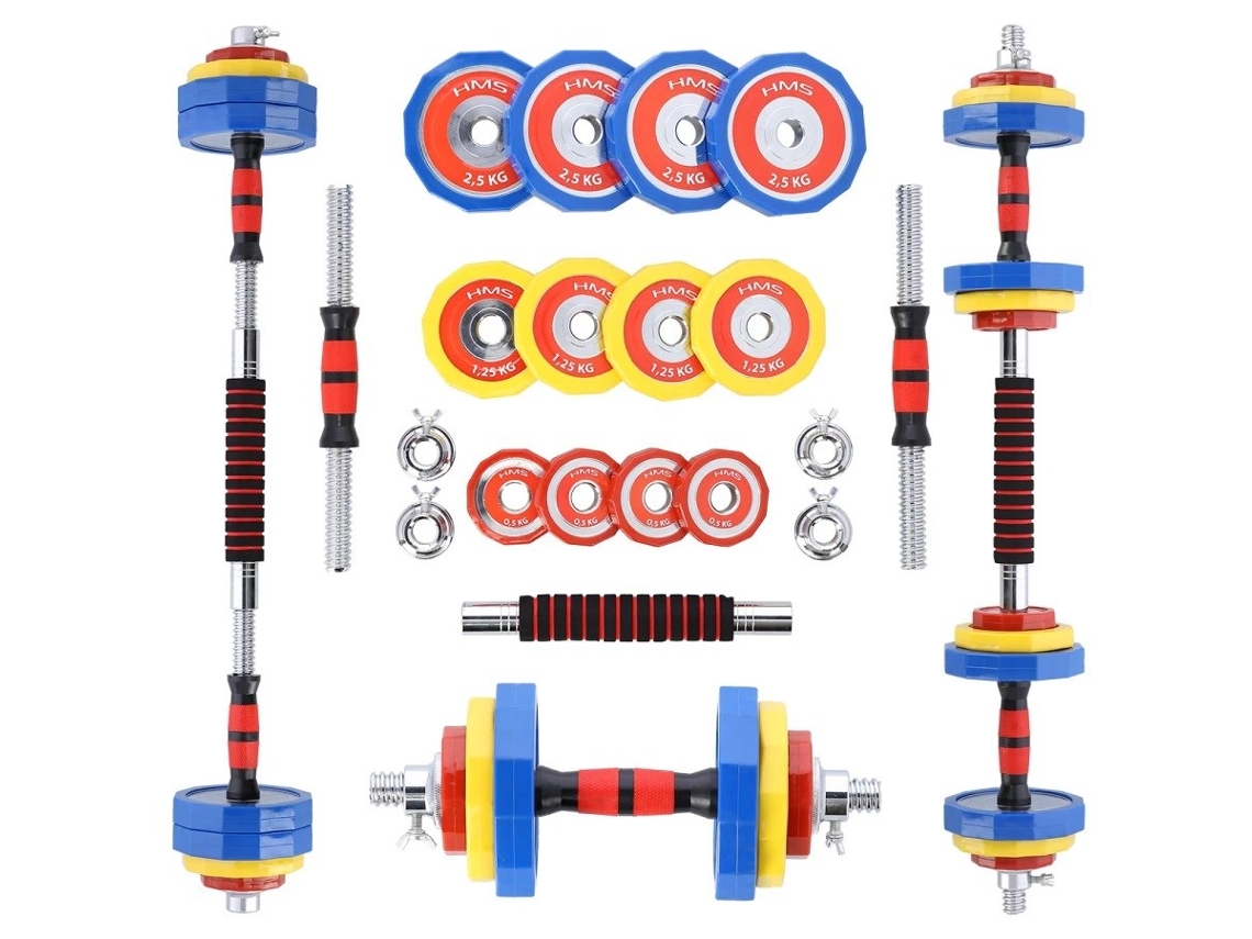 Coloured Barbells With Barbell Function In A Case Hms Skc20 2 X 10 Kg