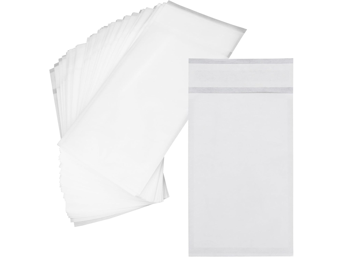 Sacos Autoadesivos de Papel Encerado, Semitransparentes, Pacote com 100 Unidades, Feitos Pergaminho CHABERLU