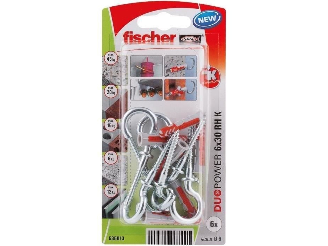 Pacote com 6 cavilhas redondas Fischer 6 x 30