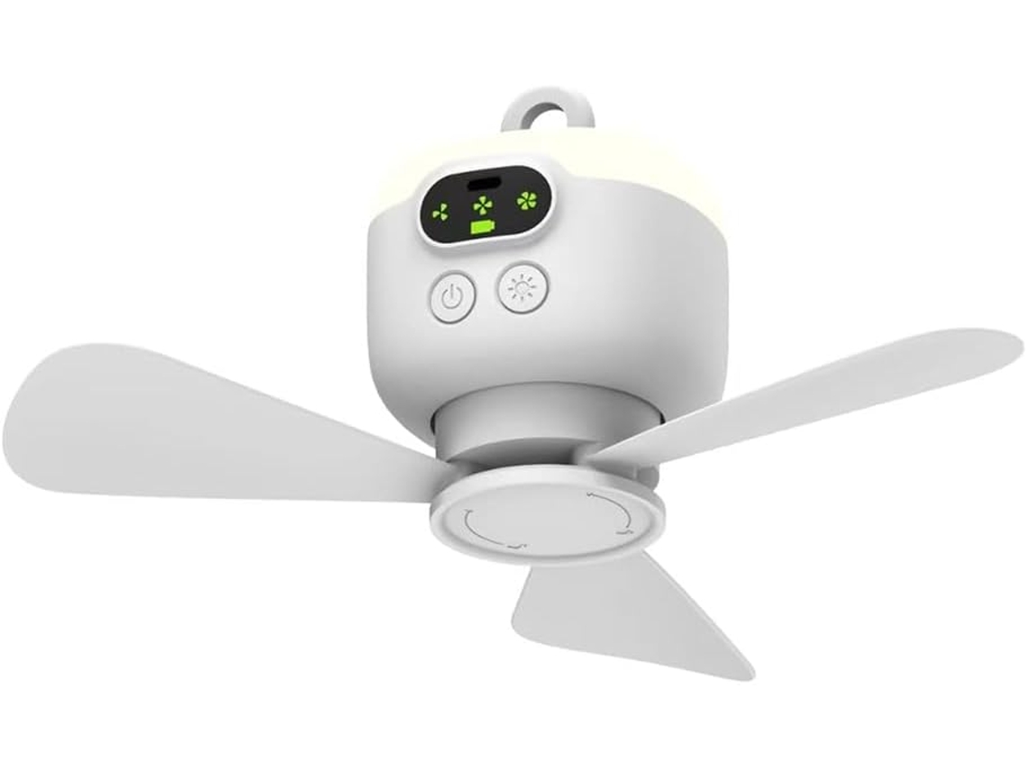 Ventilador De Teto Recarregável Via Usb Com Pás Removíveis, Luz