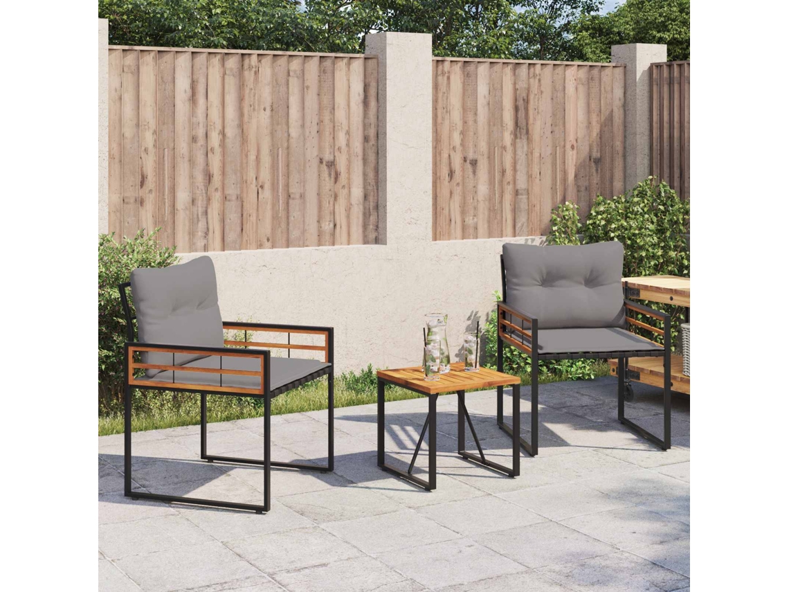 Vidaxl Conjunto De Móveis Para Exterior 3 Pcs Cinzento-claro