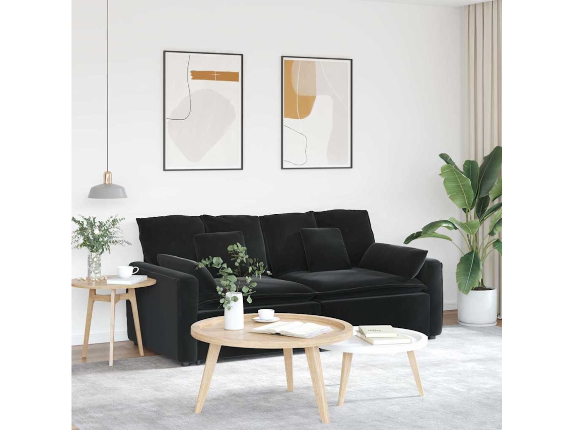 Vidaxl Sofá Modular Com Almofadas Preto