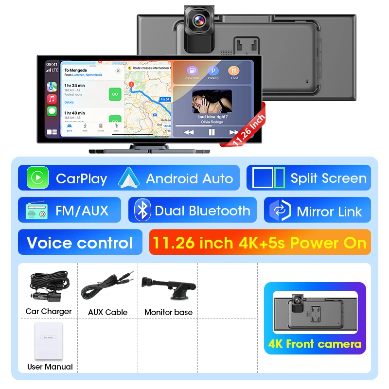 (câmera Frontal) Câmera Veicular De 11,26 Polegadas, Carplay Sem Fio 4k