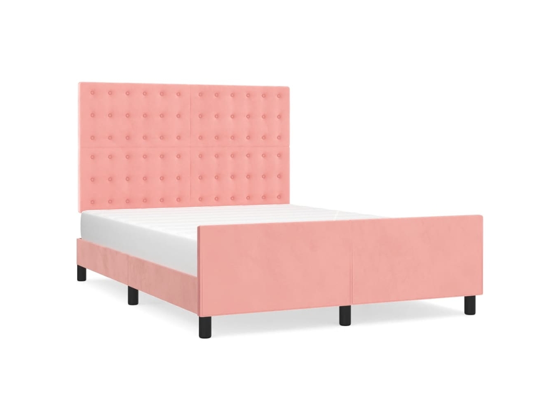 Bed Frame With Headboard, Bed Frames With Headboards Vidaxl Cor-de-rosa Veludo (140 X 200 Cm)