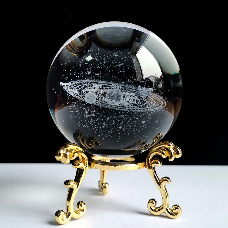 Bola de Cristal 60mm Esfera de Vidro Esculpida em 3d Peso de Papel com Base MDUG (estilo 2 60mm)