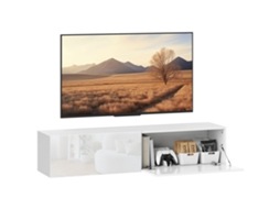 Suporte de TV suspenso para TVs Até de 45, 55 e 65 polegadas com 2 armários com suporte, 140 x 33 x 29,8 cm, branco Chimi